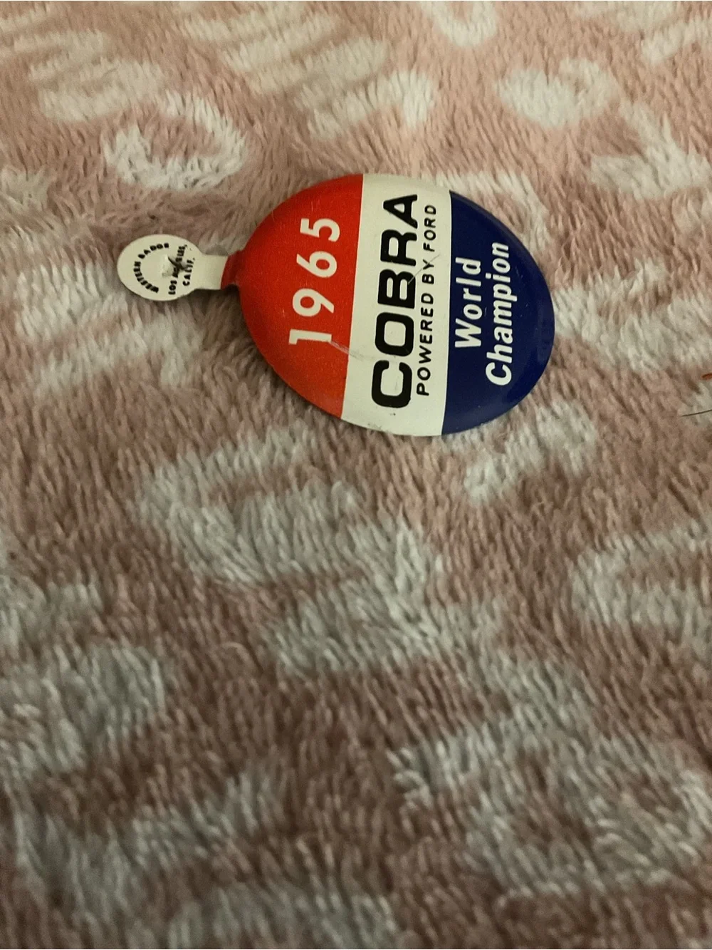 Vintage 1965 Shelby Cobra Button Powered by Ford World Champion Dealer Promo